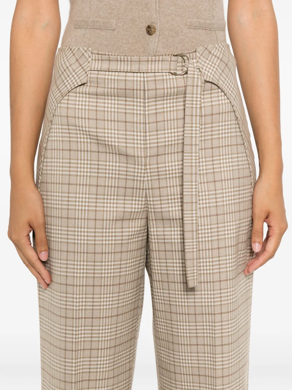 Patrizia Pepe Geruite broek Beige