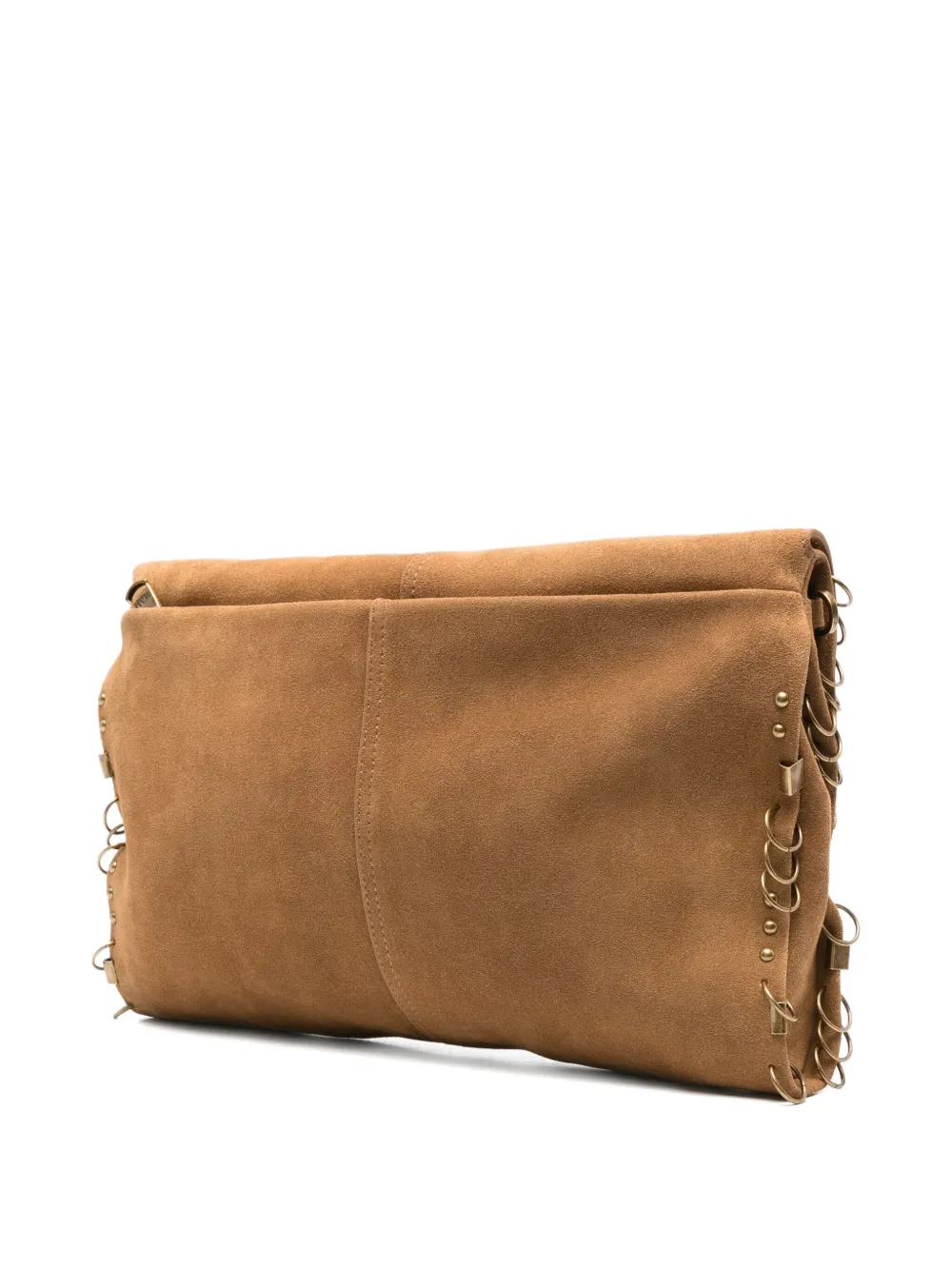 Patrizia Pepe stud-embellished suede shoulder bag - Beige