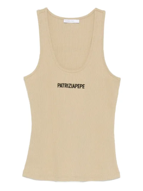 Patrizia Pepe logo-embroidered ribbed tank top