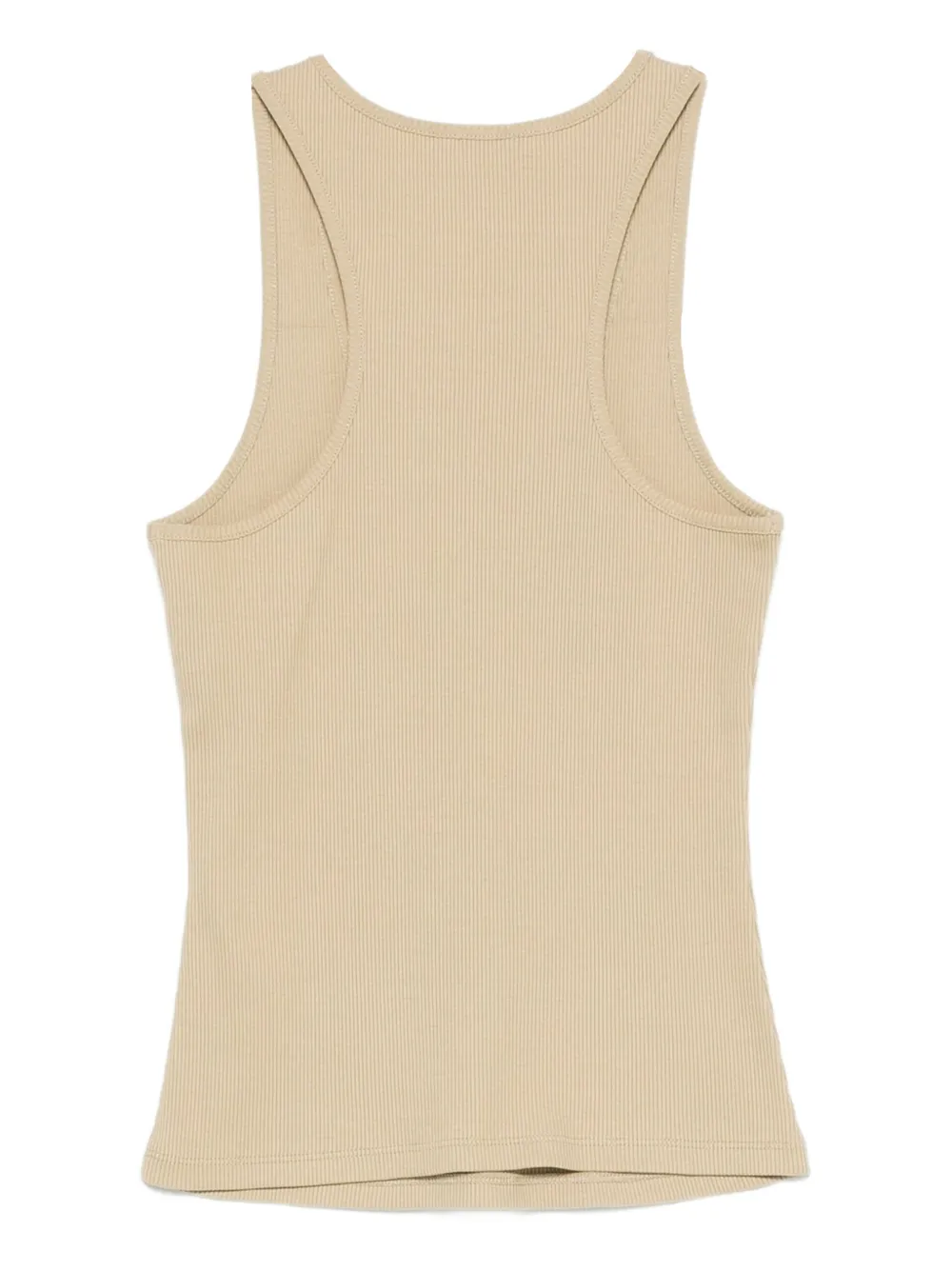 Patrizia Pepe logo-embroidered ribbed tank top Beige