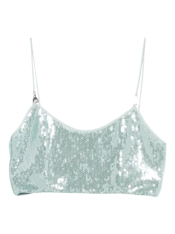 Patrizia Pepe sequin-embellishment Top Blue FARFETCH JO