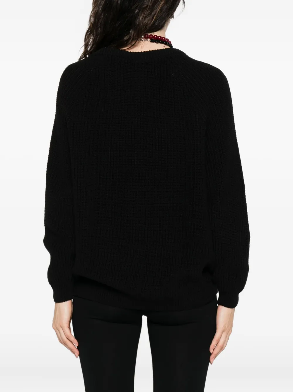 Baserange V-neck Cotton Sweater In Black
