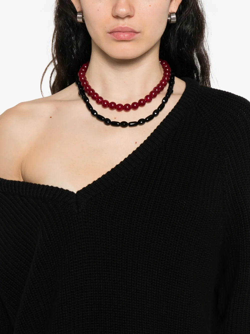 Baserange V-neck Cotton Sweater In Black