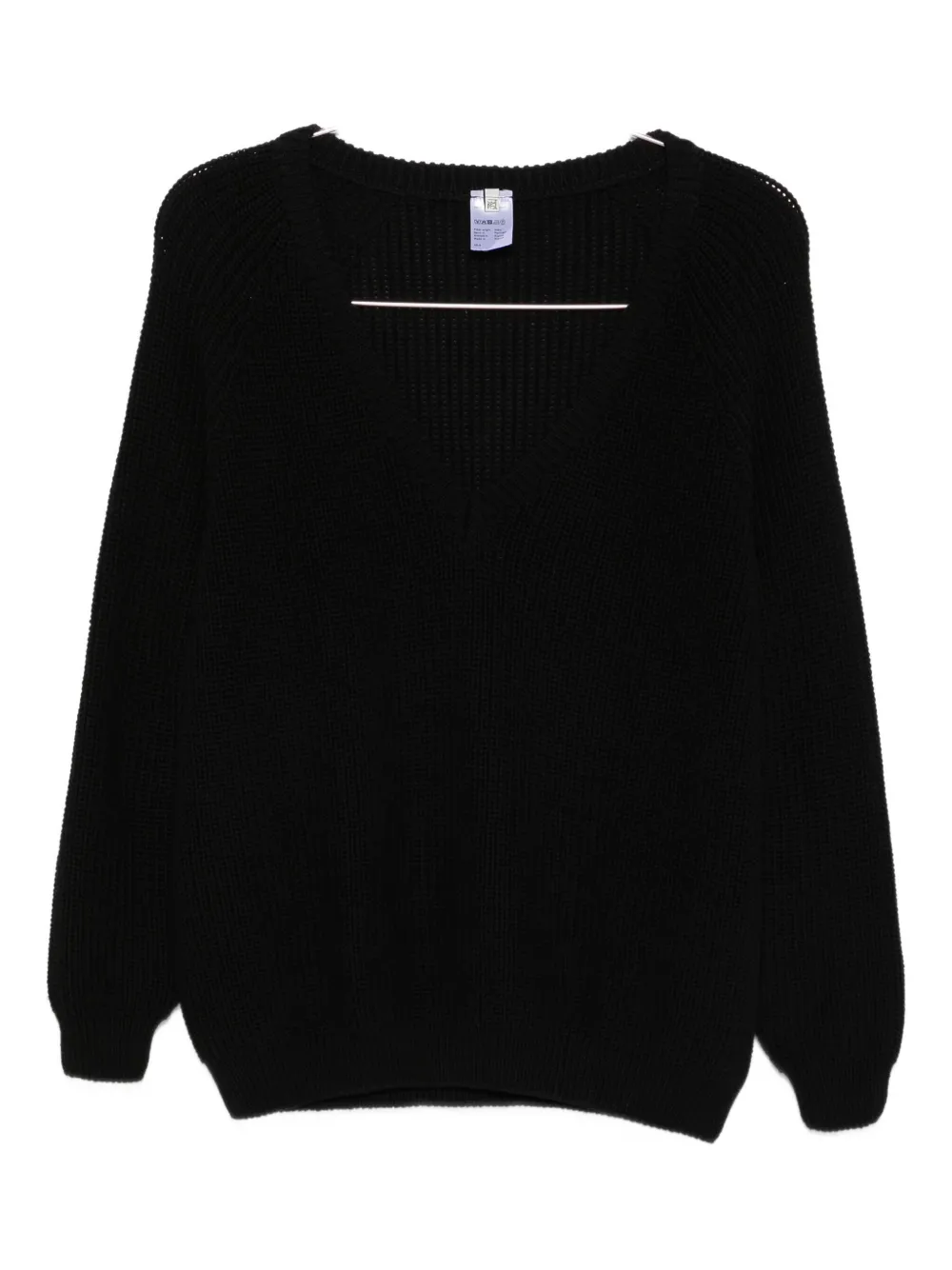 Baserange V-neck Cotton Sweater In Black