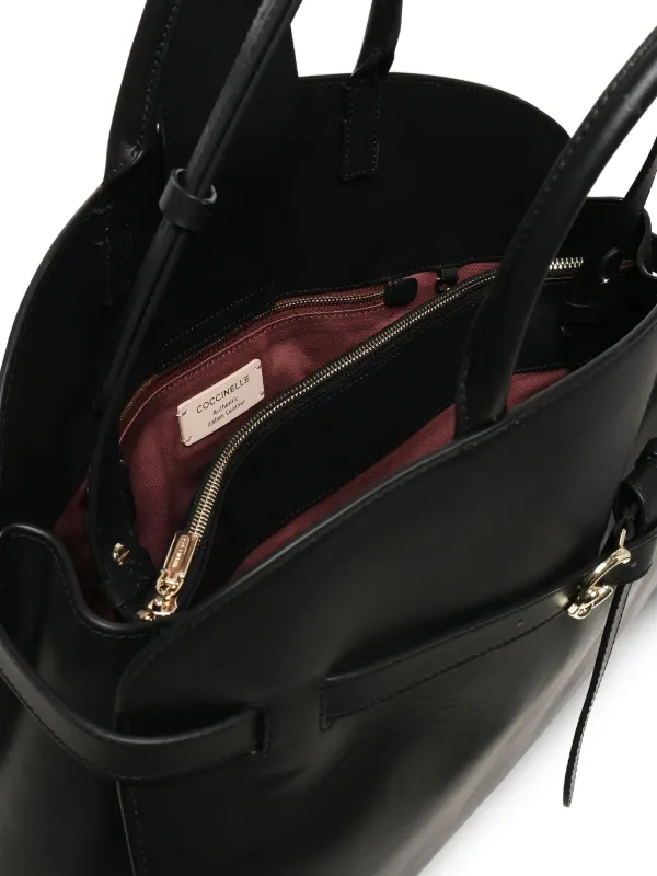 Coccinelle Medium Sabine Belted Cowhide Tote Bag | Black | FARFETCH RO
