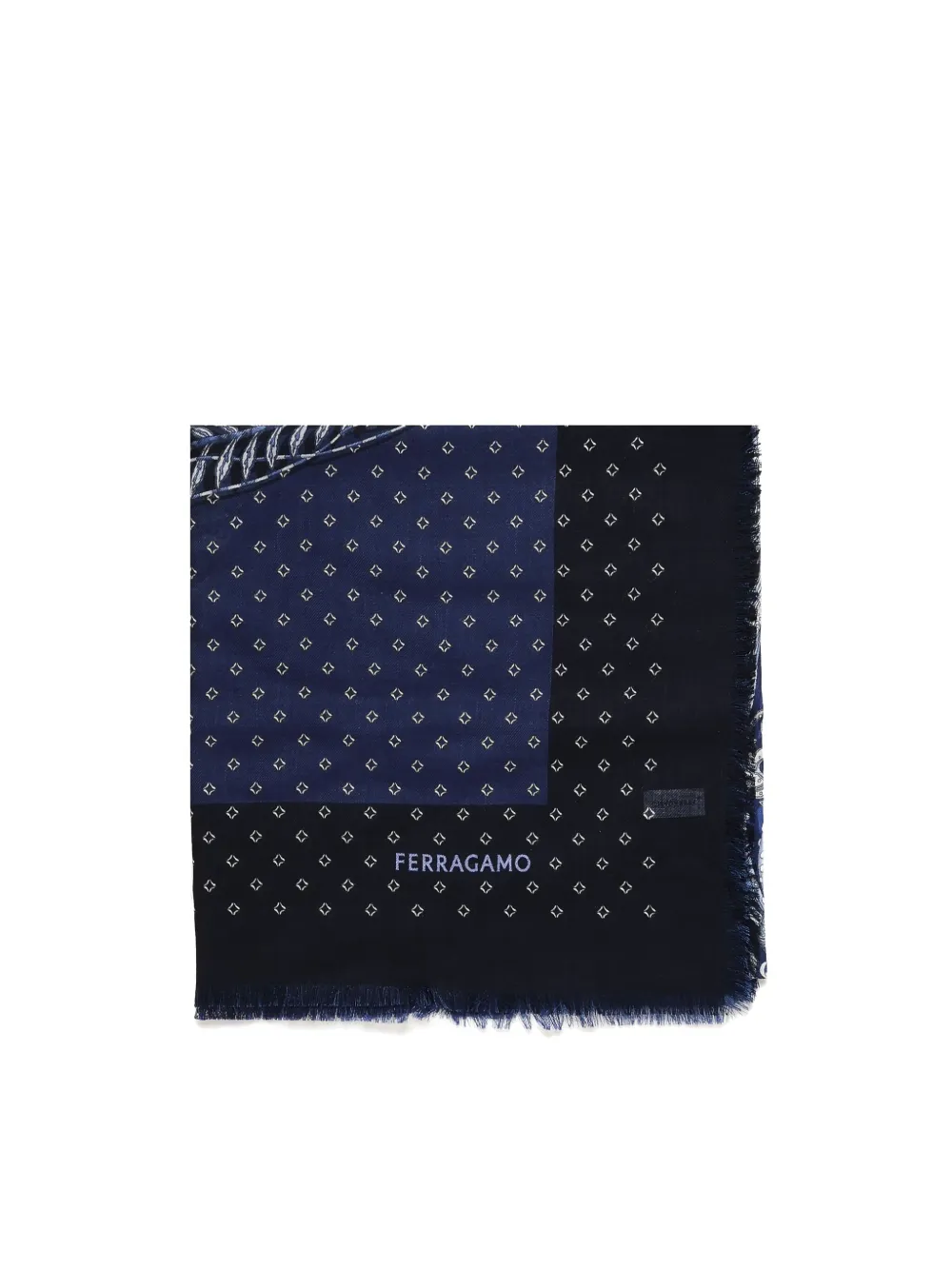 Ferragamo Geometric-print Scarf In Blue