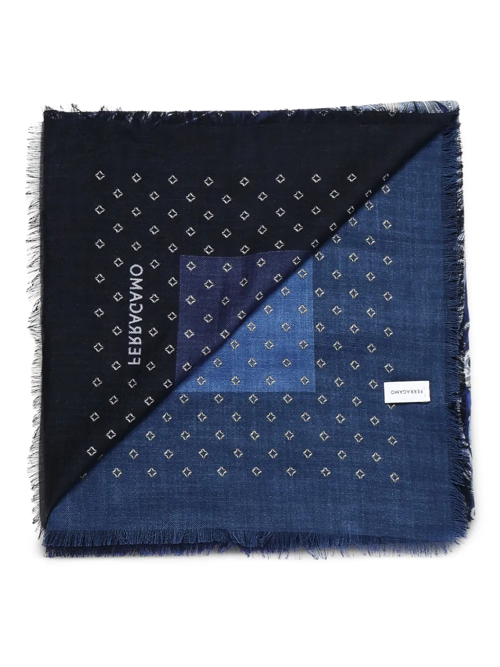 Ferragamo geometric-print scarf Blauw