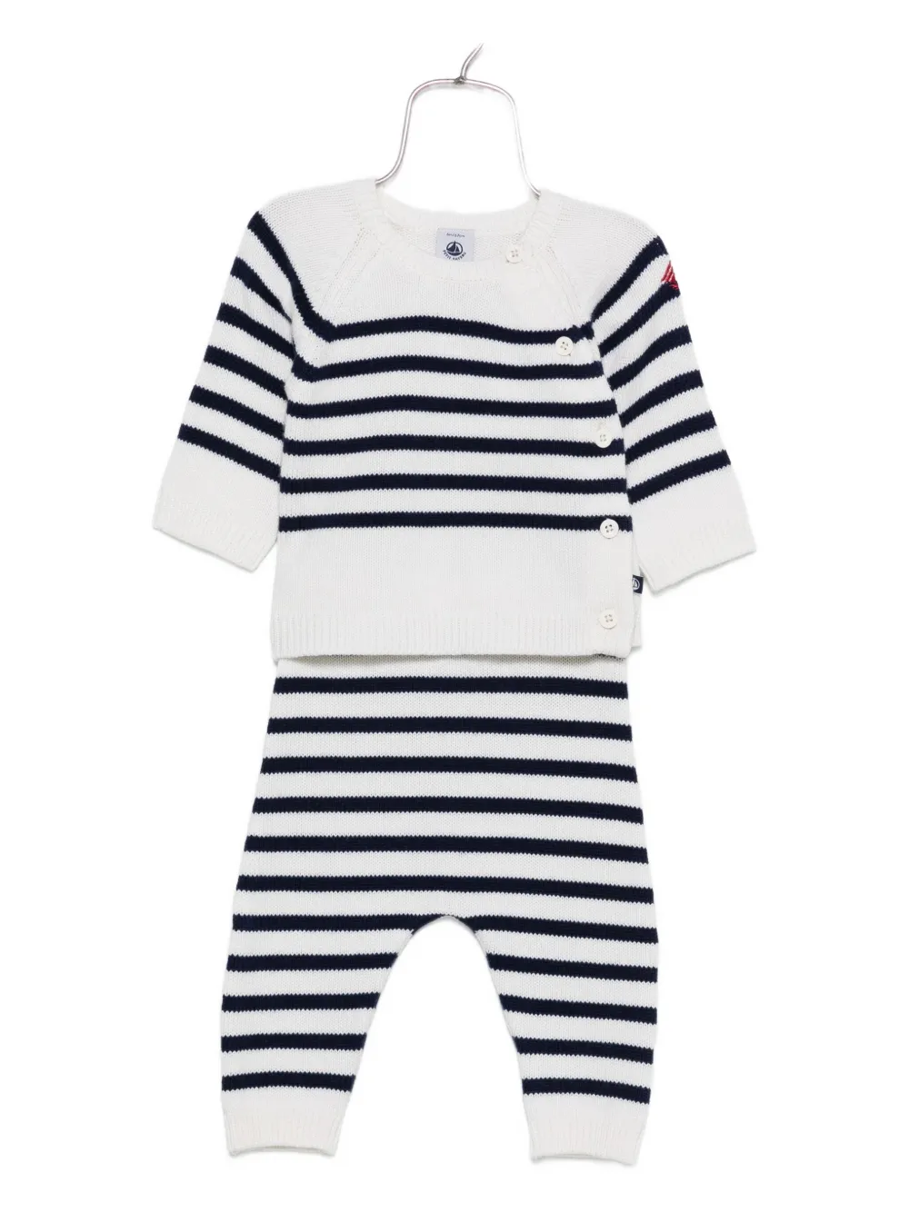 Petit Bateau striped knitted trousers set - Bianco
