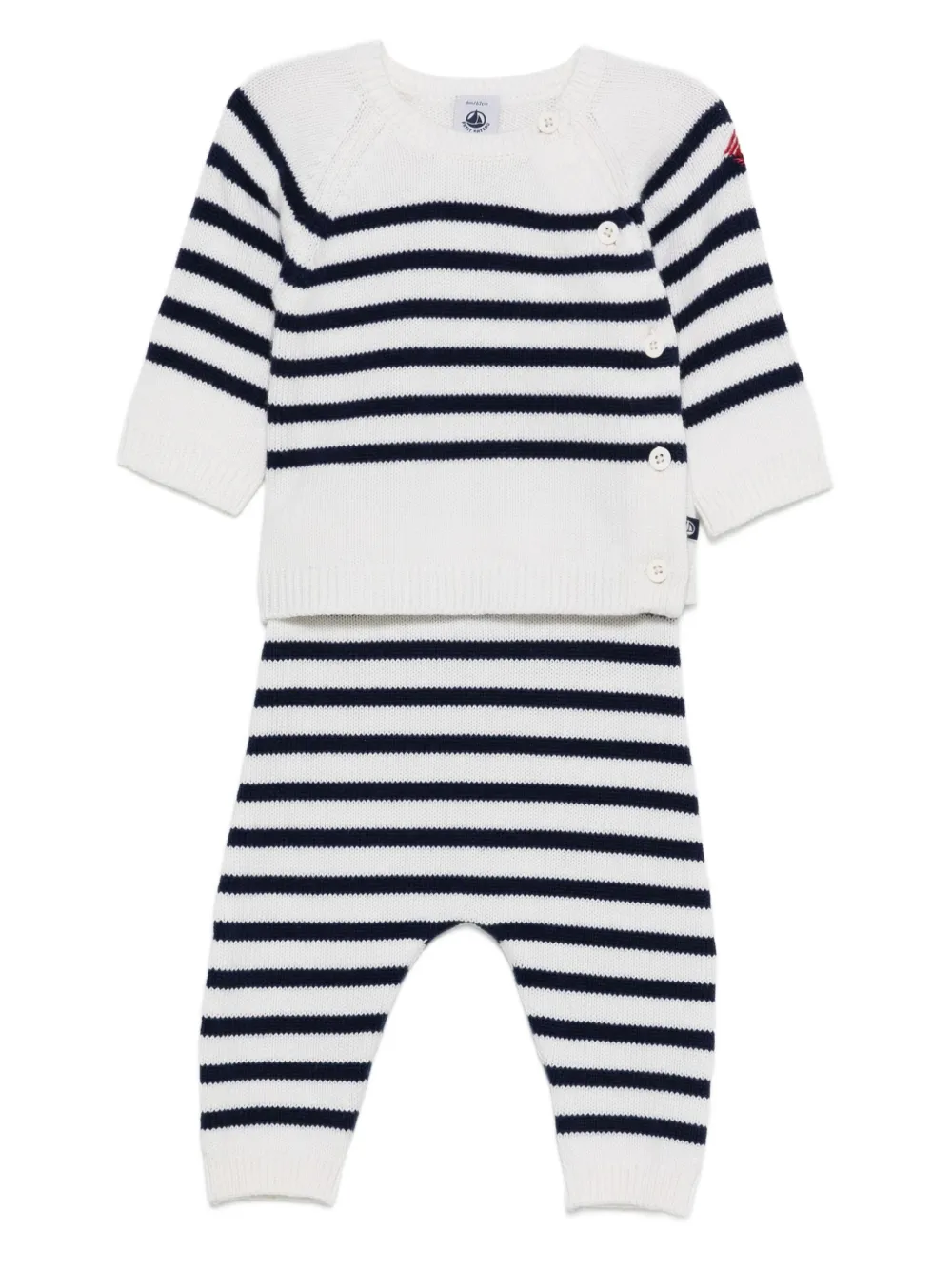 Petit Bateau striped knitted trousers set Wit
