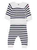 Petit Bateau striped knitted trousers set - White