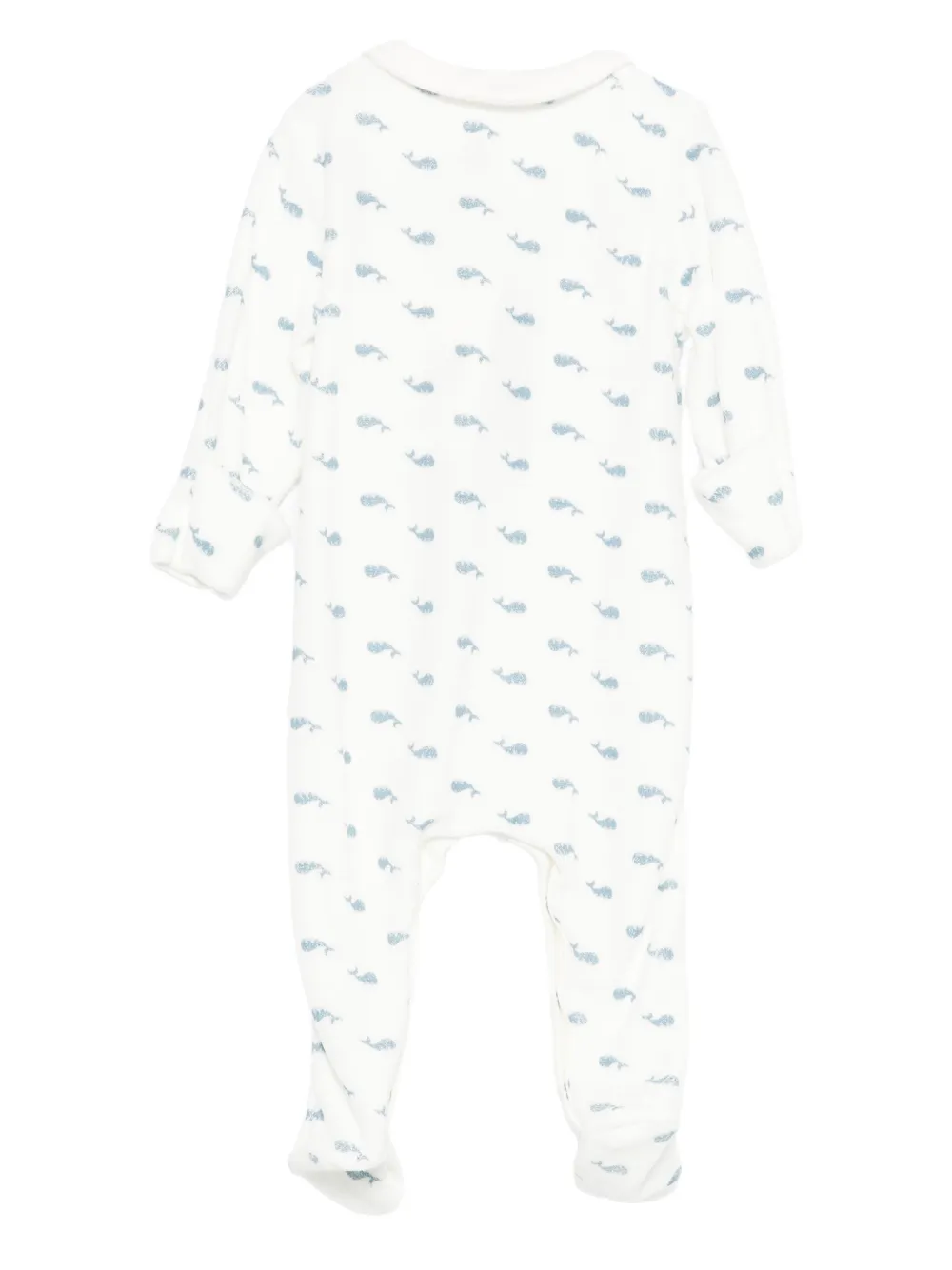 Petit Bateau whale-print Peter Pan collar sleepsuit Wit