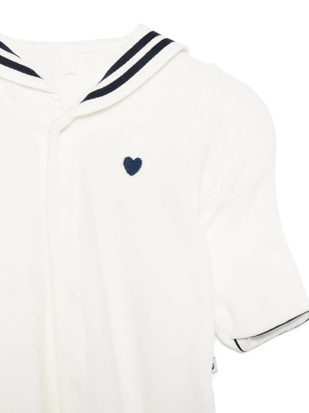 Petit Bateau sailor-collar velour pajamas Wit