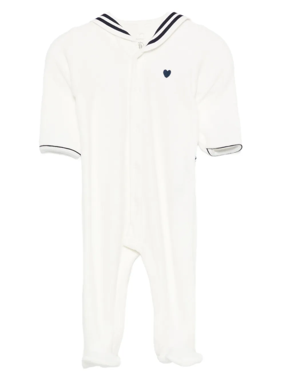 Petit Bateau sailor-collar velour pajamas Wit
