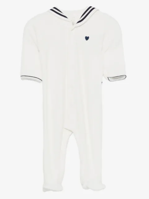 Petit Bateau sailor-collar velour pajamas