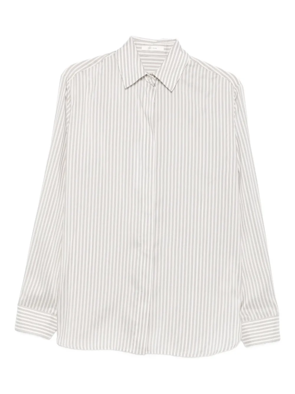 The Row Vanda Striped Long-sleeve Shirt In Neutral