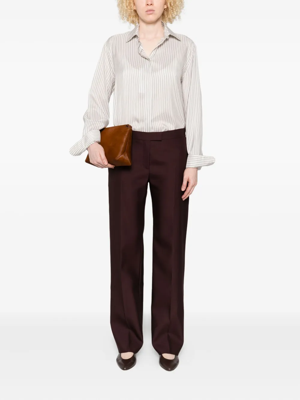 The Row striped silk shirt - Wit