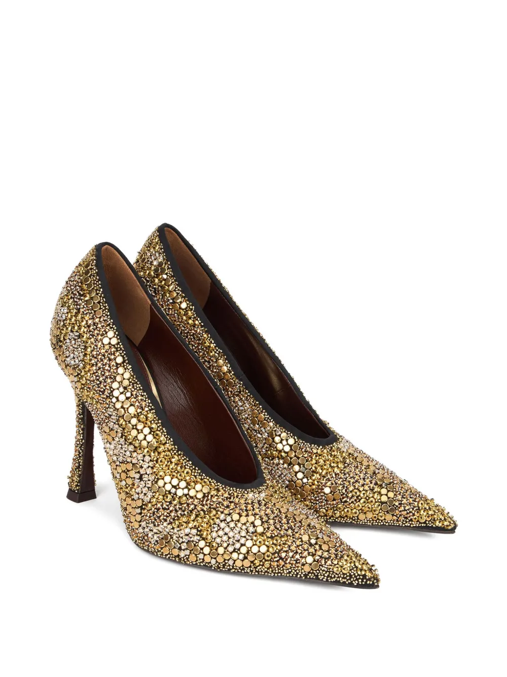 Roberto Cavalli Pointed Embellished Pumps In Gold