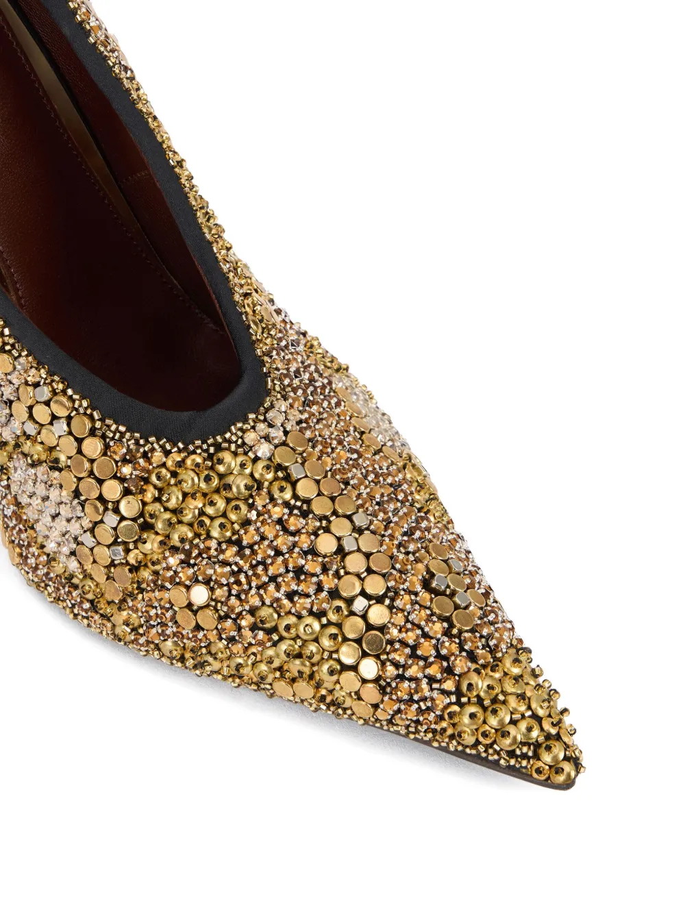 Roberto Cavalli Pointed Embellished Pumps In Gold
