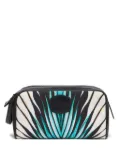 Roberto Cavalli Ray of Sea leaf-print leather-trimmed wash bag - Black