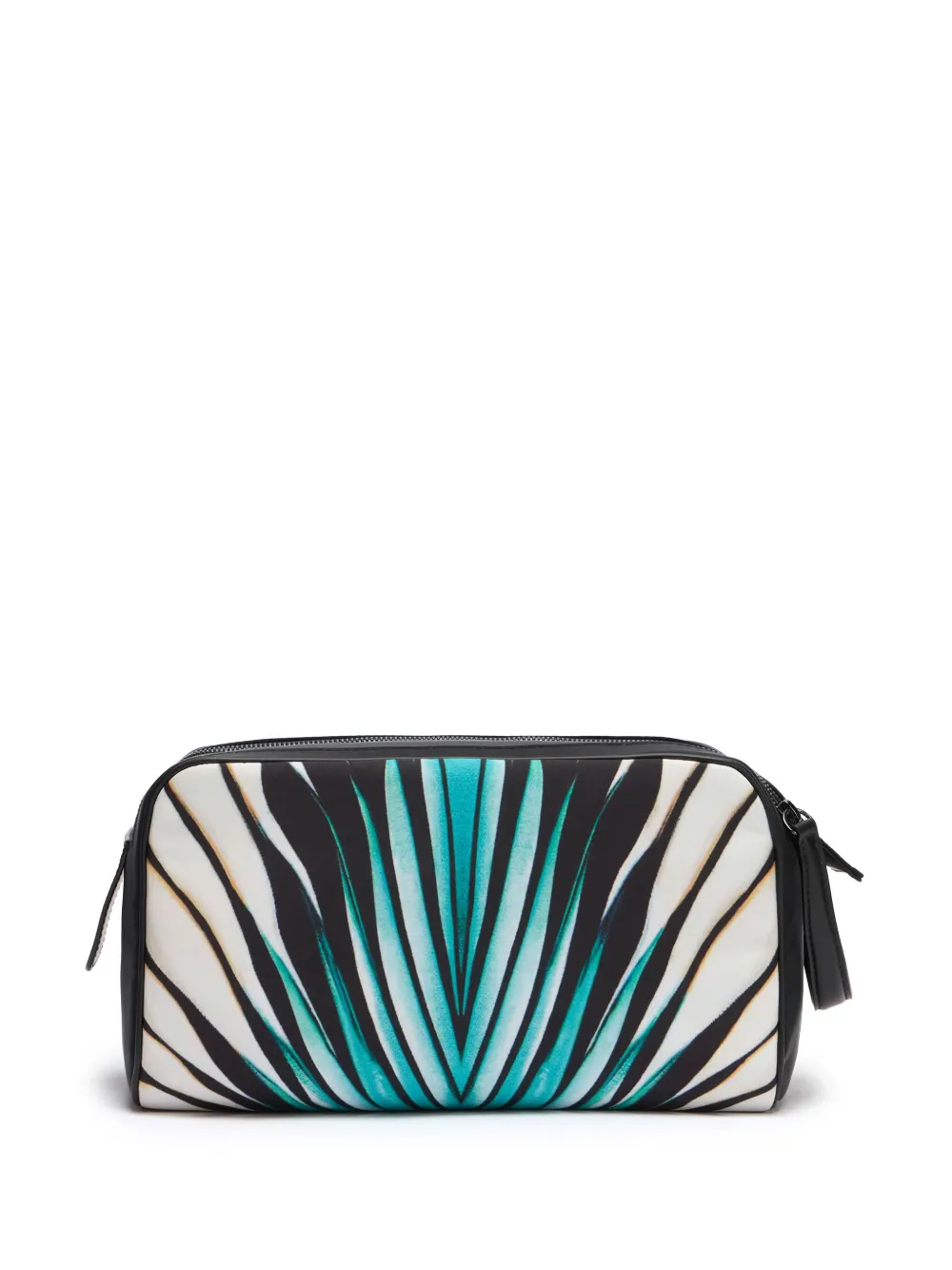 Roberto Cavalli Ray of Sea toilettas met leren afwerking en bladerprint Zwart