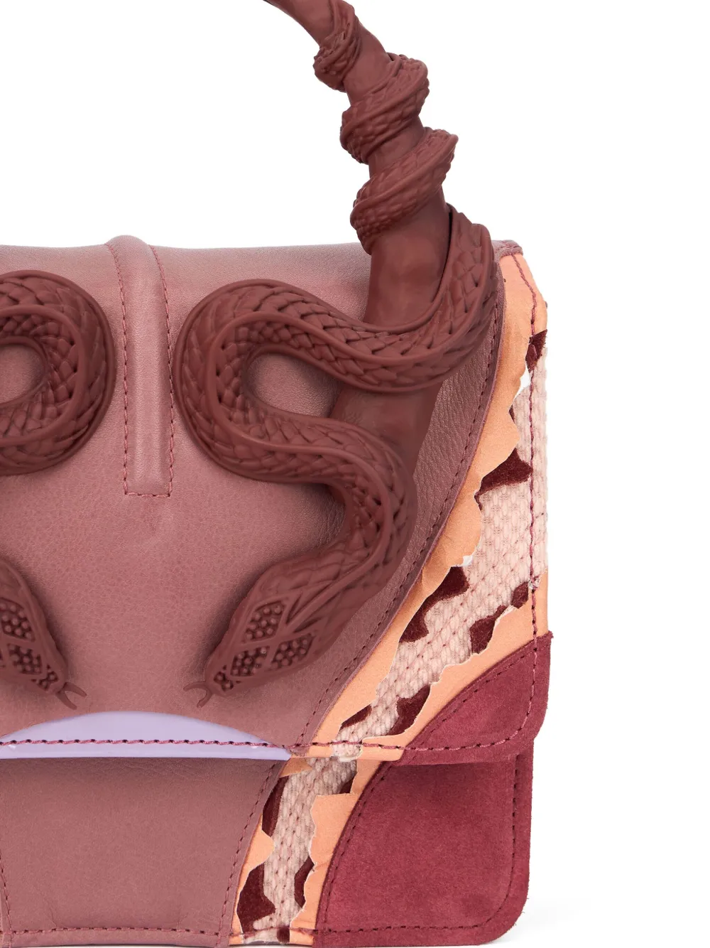 Roberto Cavalli Small Snake-embellished Leather Tote Bag In Multi