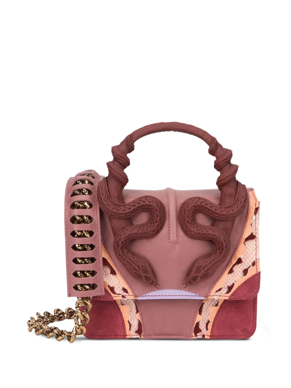 Roberto Cavalli Small Snake-embellished Leather Tote Bag In Multi