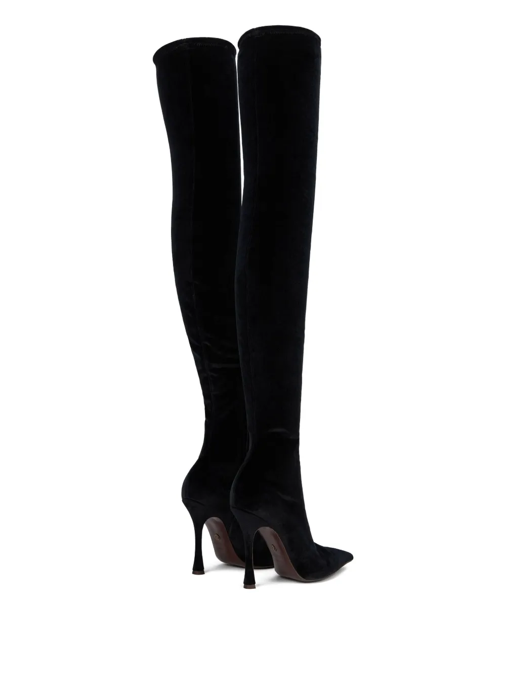 Roberto Cavalli Satin Pointed-toe Thigh-high Boots In Black