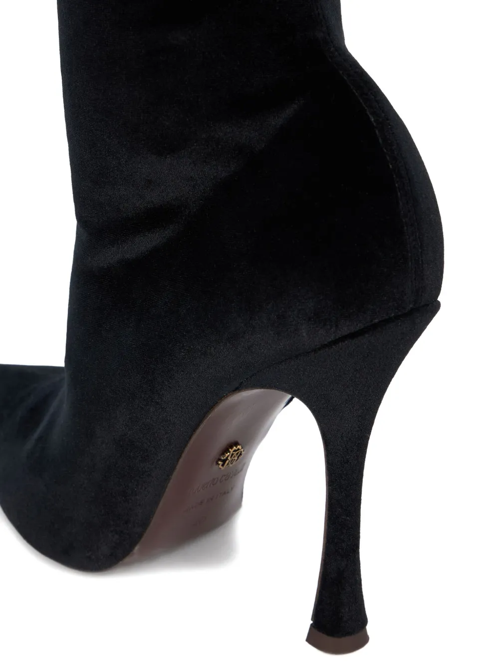 Roberto Cavalli Satin Pointed-toe Thigh-high Boots In Black