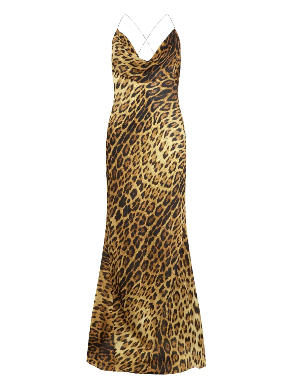 Roberto Cavalli Maxi-jurk met luipaardprint en col Bruin