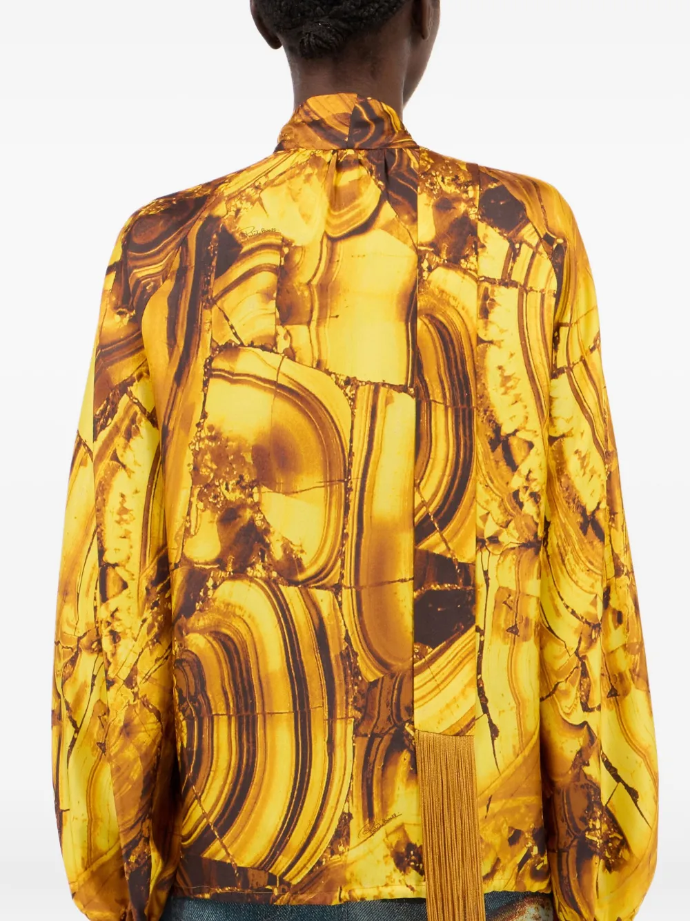 Roberto Cavalli Blouse met sjaaldetail Geel