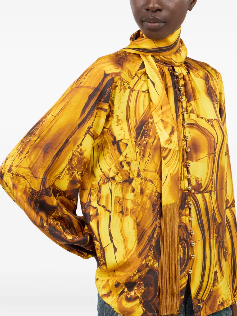Roberto Cavalli Blouse met sjaaldetail Geel
