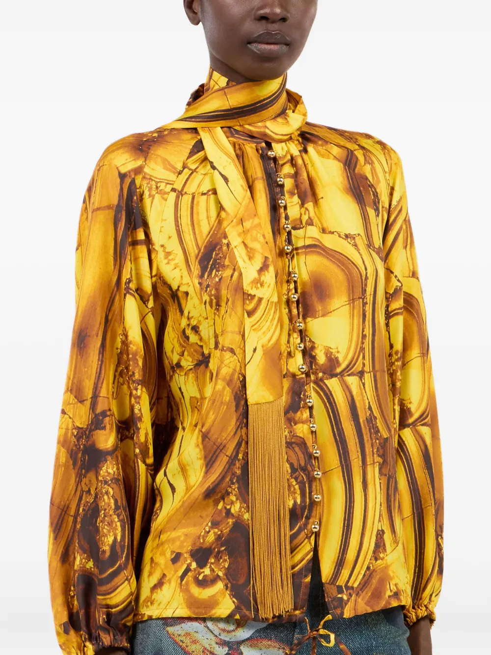 Roberto Cavalli Blouse met sjaaldetail Geel