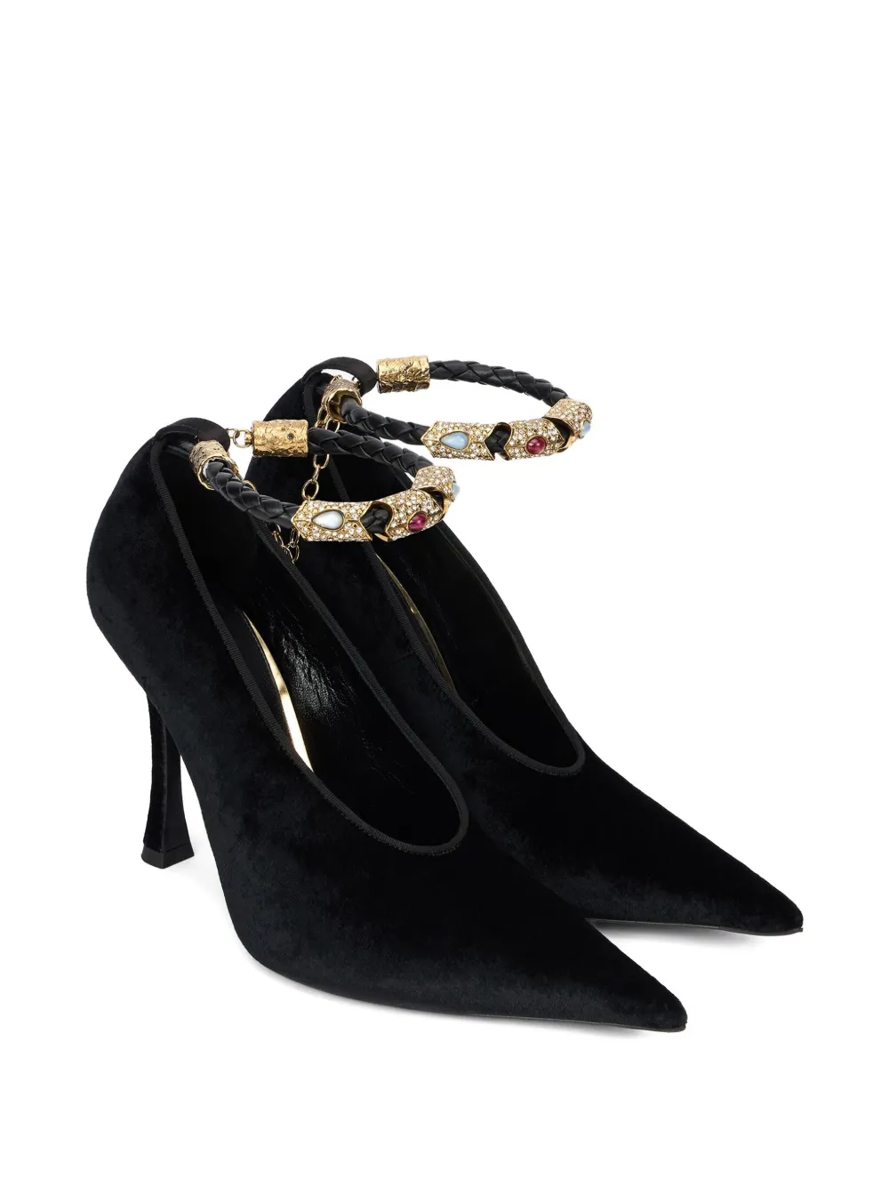 Roberto Cavalli embellished pointed-toe pumps Black