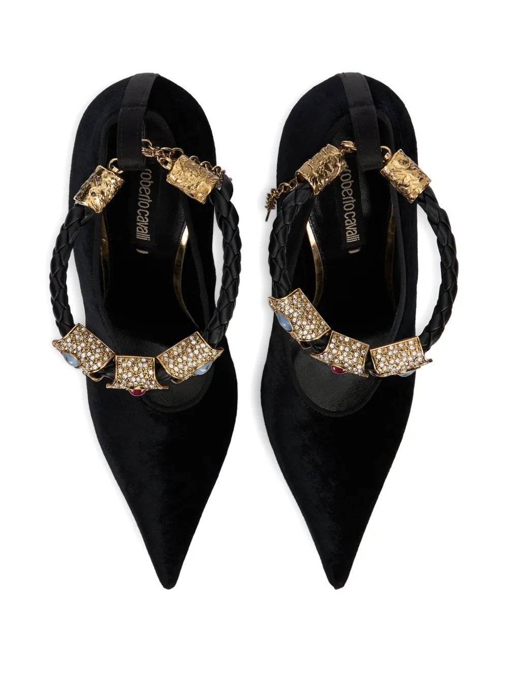 Roberto Cavalli embellished pointed-toe pumps Black