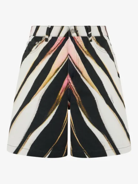 Roberto Cavalli short en jean à imprimé zébré