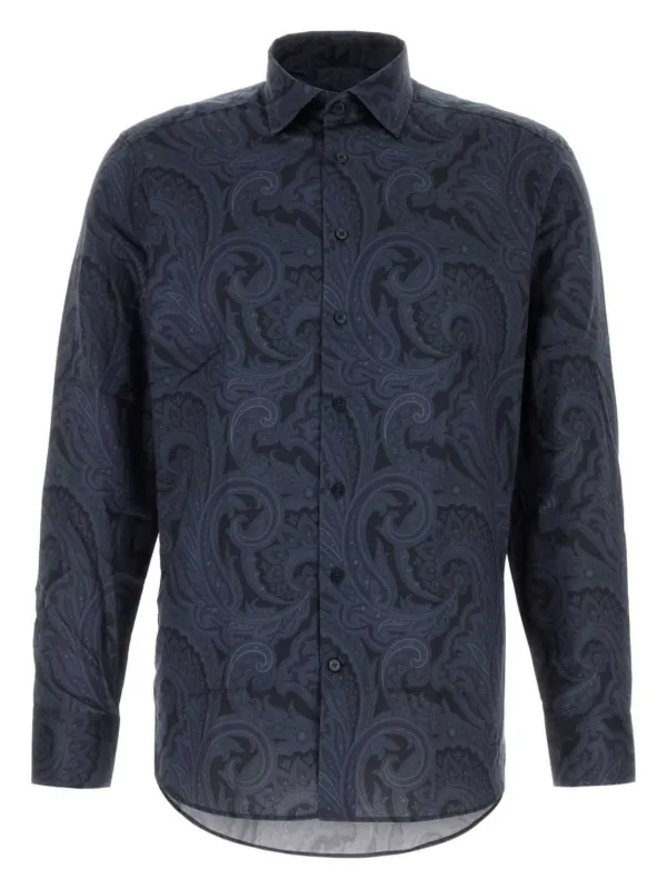 エトロペイズリー ペイズリー シャツ 青 ETRO エトロ メンズ Tシャツ