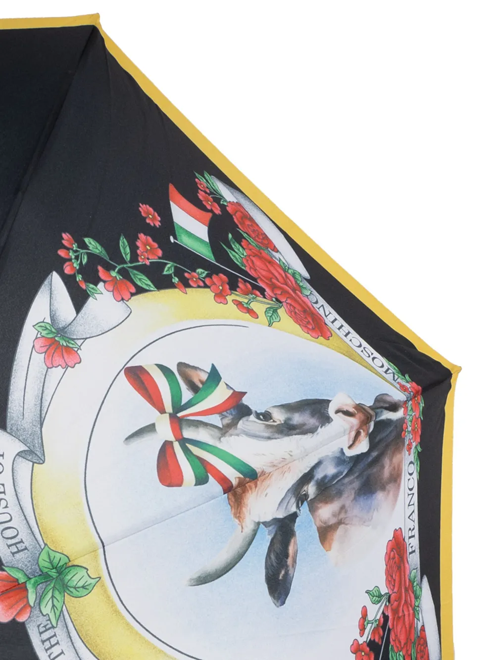 Moschino Cow-print Umbrella In Black