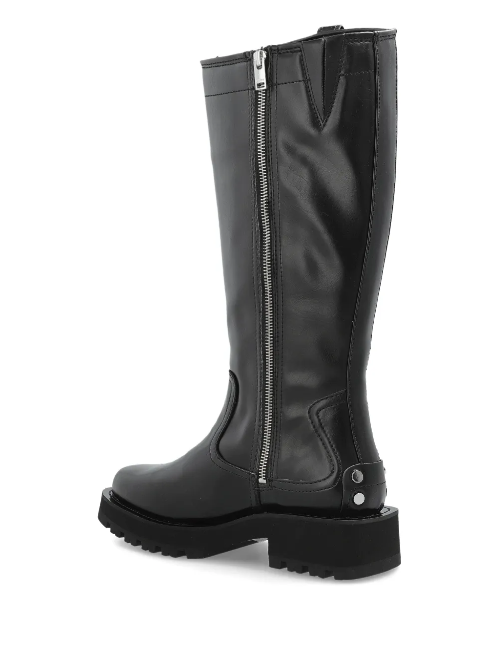 GANNI buckle-detail zipped knee-high boots Black