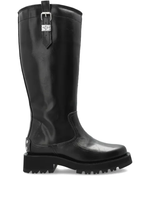 GANNI buckle-detail zipped knee-high boots