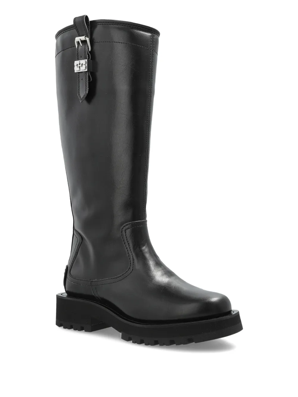 GANNI buckle-detail zipped knee-high boots Black