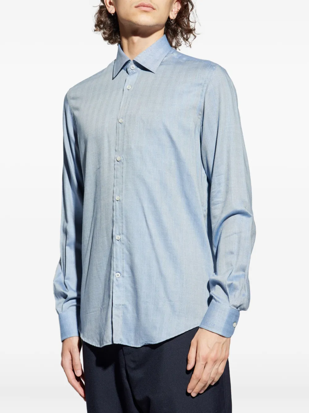 Paul & Shark herringbone cotton shirt Blauw