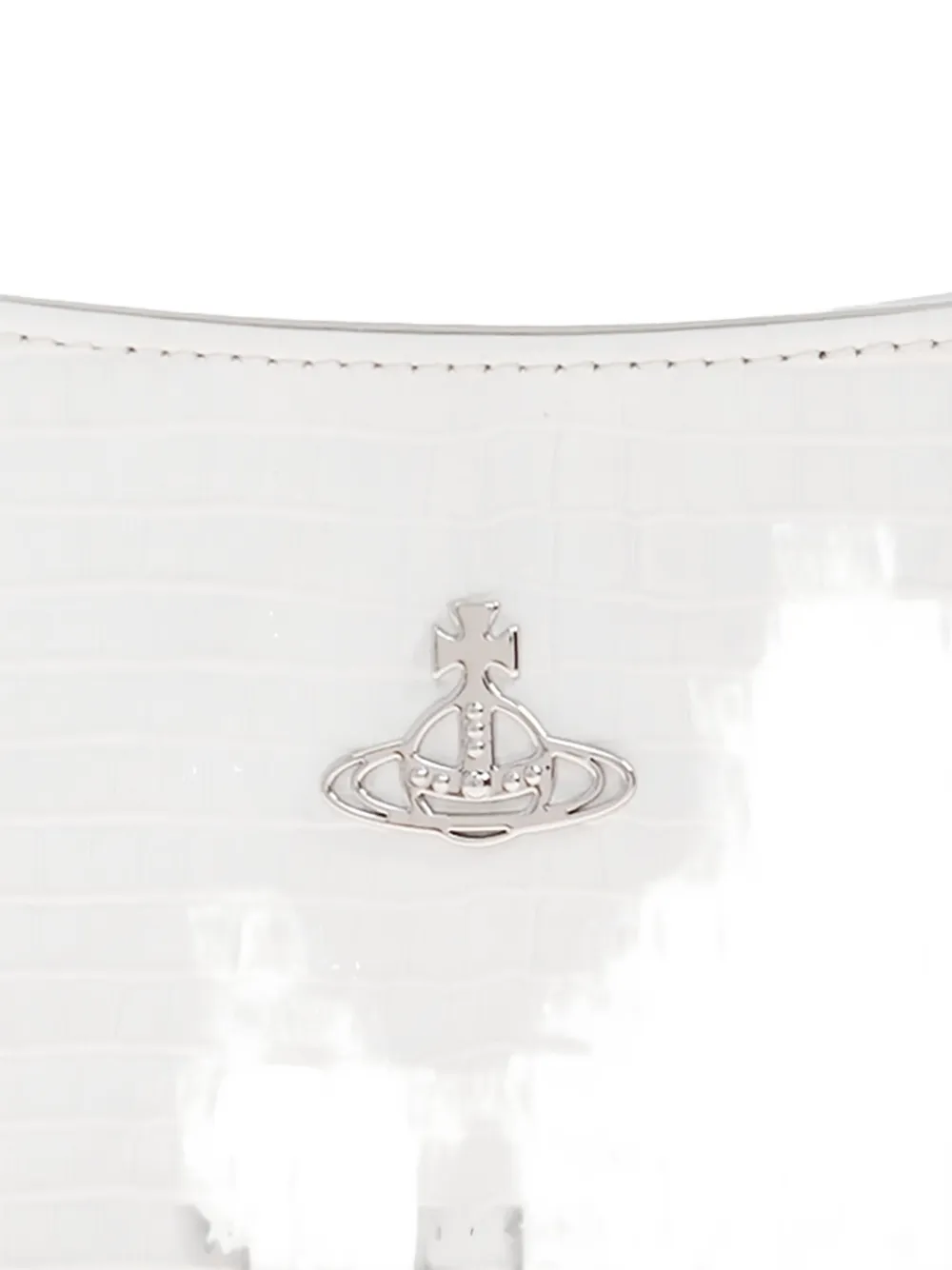 Vivienne Westwood Tasha Shoulder Phone Bag Mini Croc-embossed White In White