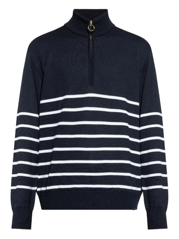 Paul Shark Gestreepte Wollen Trui Met Halve Rits Blauw