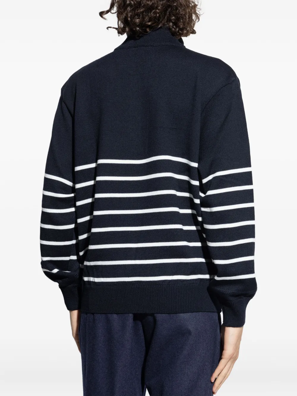 Paul & Shark Gestreepte wollen trui met halve rits Blauw