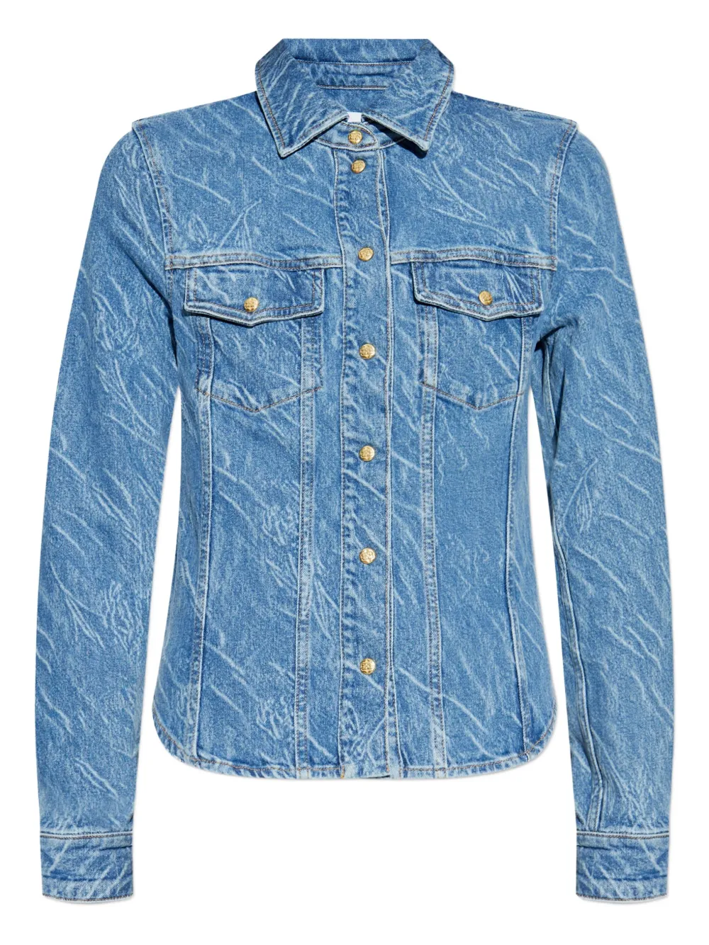 GANNI acid-wash denim shirt Blauw