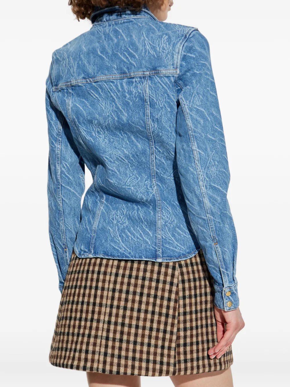 GANNI acid-wash denim shirt Blauw
