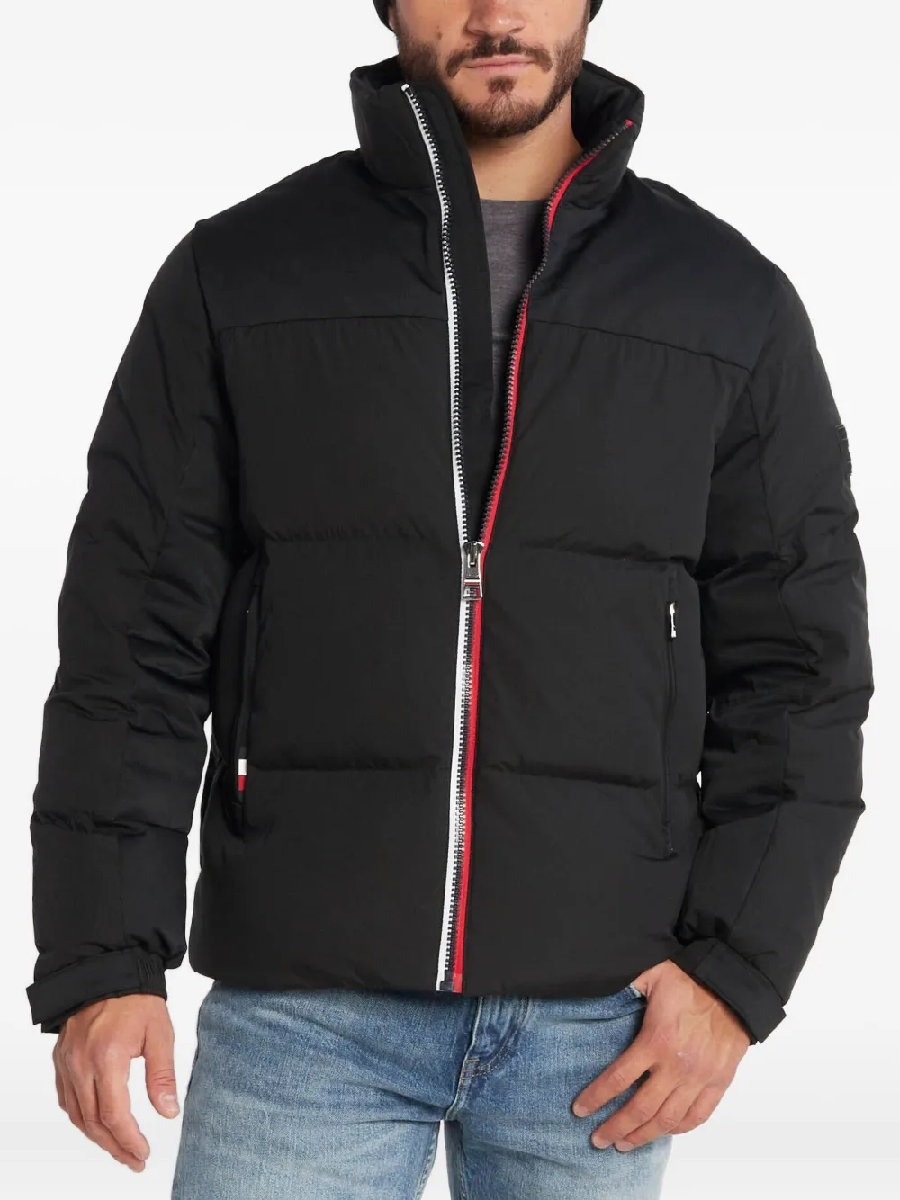 Tommy Hilfiger Gewatteerd jack verfraaid met logo Zwart