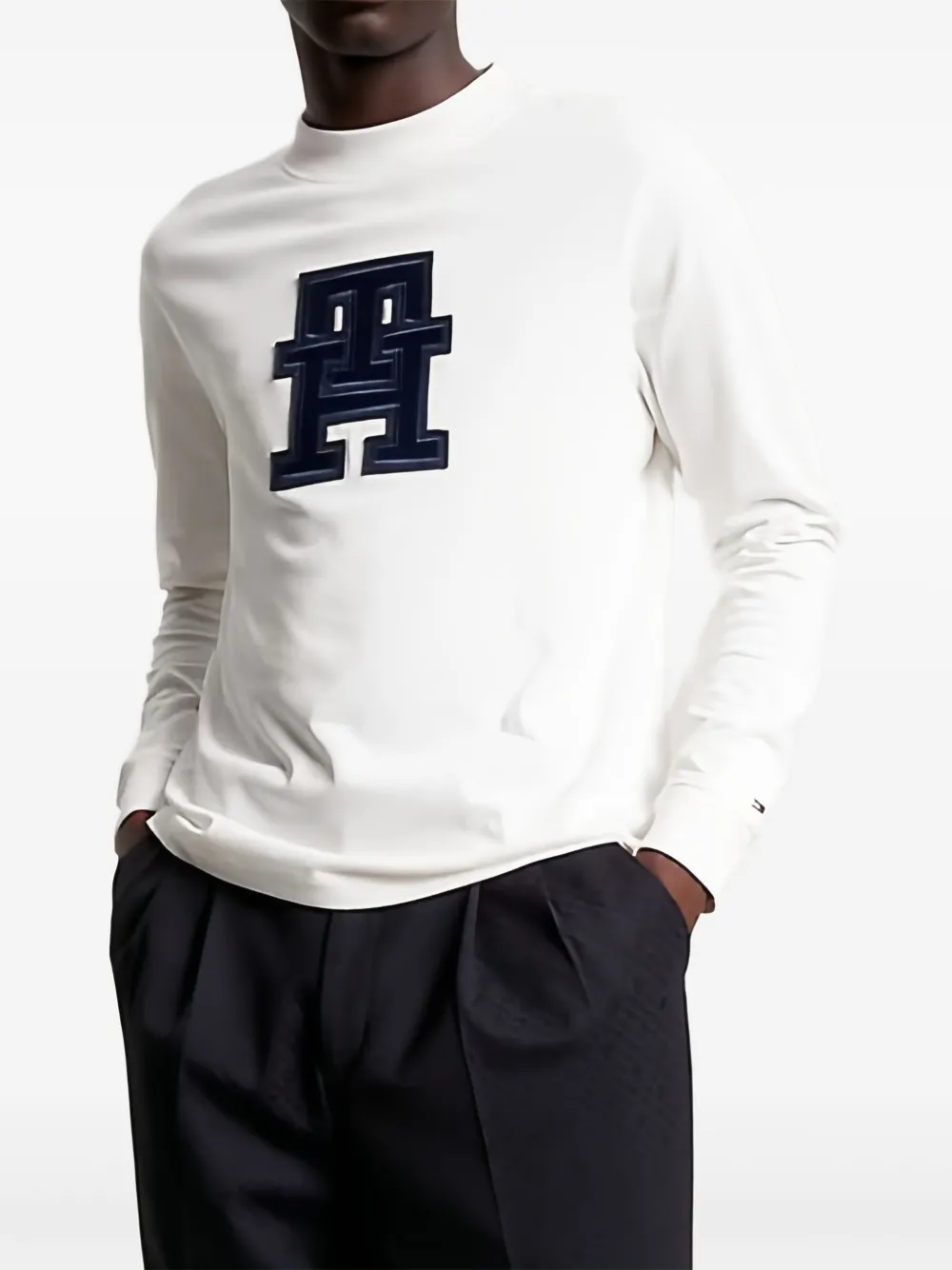 Tommy Hilfiger Graphic-patch Long-sleeve T-shirt In White