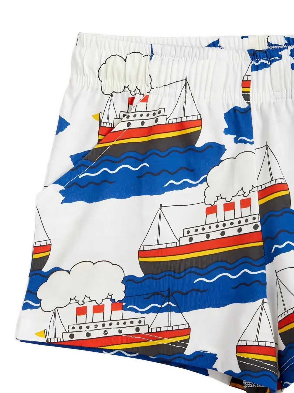 Mini Rodini Ship-print Elasticated-waist Shorts In White