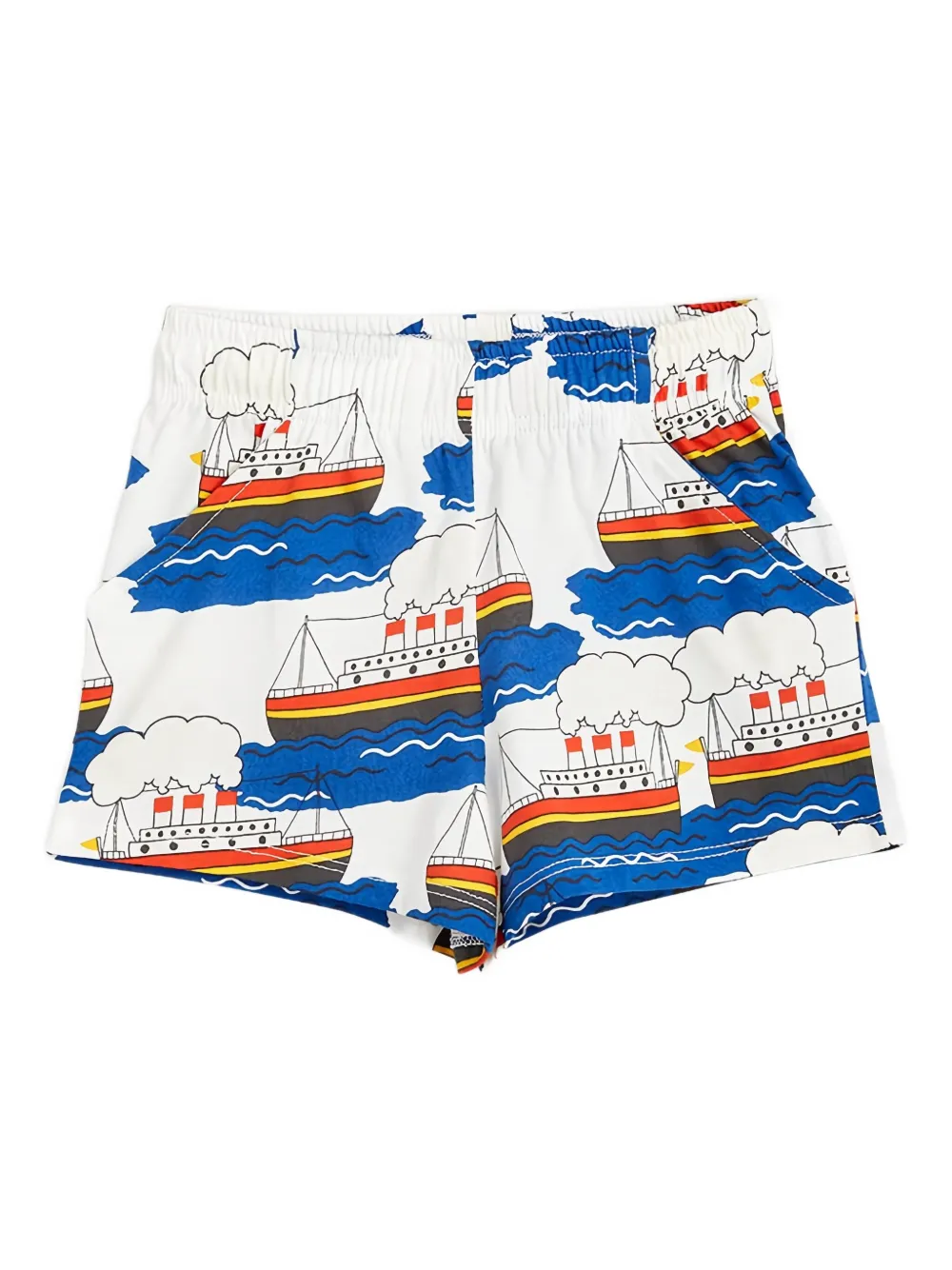 Mini Rodini Ship-print Elasticated-waist Shorts In White